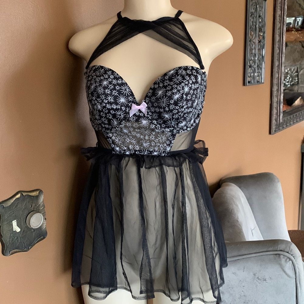 Victoria’s Secret Bra Babydoll Lingerie Teddy Nightgown Intimate black